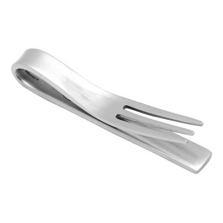 Stainless Steel Tavola Fork Tie Bar, Silver, Mens