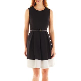 LIZ CLAIBORNE Sleeveless Colorblock Dress, Black/White