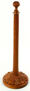 Red Oak Solid Wood Stanchion with Lined Top and Acanthus Leaf Base