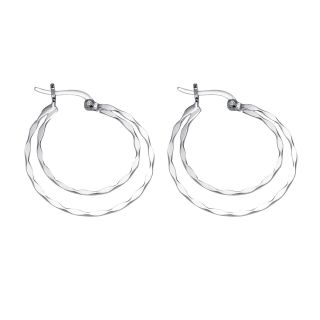 Sterling Silver Double Hoop Earrings, Womens
