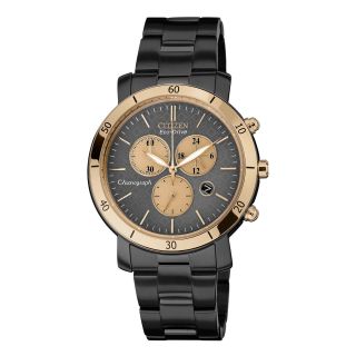 Drive from Citizen Eco Drive Womens Black & Rose Tone Chronograph Watch FB1348 