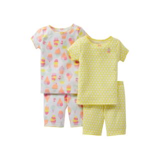 Carters 4 pc. Cupcake Pajamas   Girls 2t 5t, Yellow/Cream, Girls