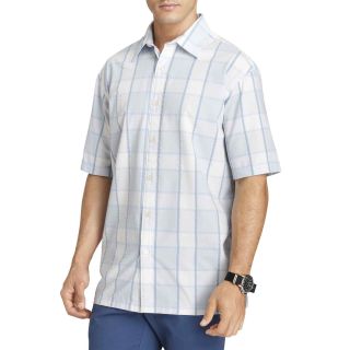 Van Heusen Short Sleeve Textured Plaid Shirt, Blu Heaven, Mens