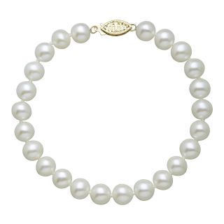 Certified Sofia 14K Gold Cultured 7 7.5mm Freshwater Pearl Bracelet 8 Length,