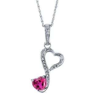 Love Grows Lab Created Ruby & White Topaz Heart Pendant, Womens