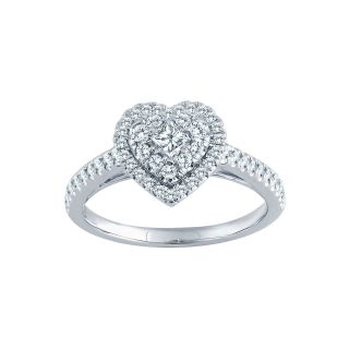 5/8 CT. T.W. Diamond Heart Engagement Ring, White/Gold, Womens