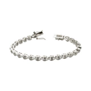 Bridge Jewelry Silver Plated Cubic Zirconia Fancy Link Tennis Bracelet
