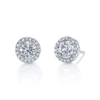 Simulated Diamond, Diamonore Studs 1.5 CTW 14K, White/Gold, Womens