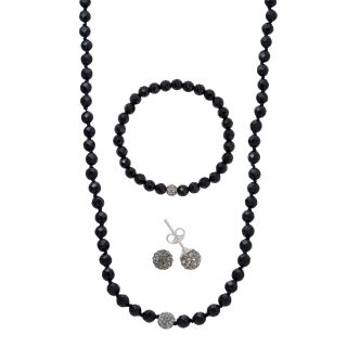 Faceted Genuine Onyx & Crystal 3 pc. Jewelry Set, Womens