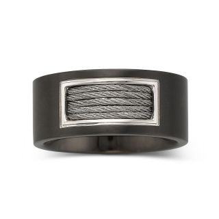 Mens 10mm Cable Band Stainless Steel, Black