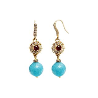 ZOË + SYD Color Treated Blue Jade & Pink Crystal Drop Earrings, Womens