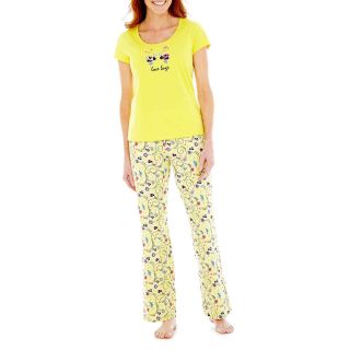 MIXIT Mixit Short Sleeve Pajama Set, Yellow, Womens