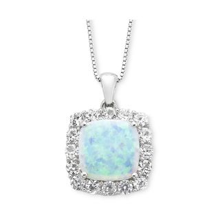 Lab Created Opal & Sapphire Pendant In Sterling Silver, Womens