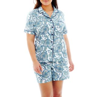 LIZ CLAIBORNE Short Sleeve Shirt and Shorts Cotton Pajama Set   Plus,