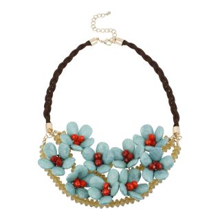 MIXIT Two Tone Aqua 3D Flower Statement Necklace, Blue