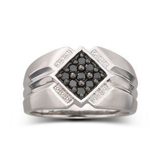 3/8 CT. T.W. Color Enhanced Black Diamond Ring, White, Mens