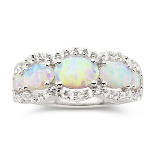 Lab Created Opal & White Sapphire Band Ring, Womens