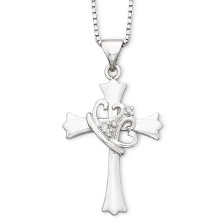 Precious Moments Cross w/ Crown Pendant Sterling Silver, Womens