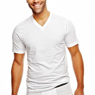 Jockey 3 pk. Slim V Neck T Shirts, White, Mens