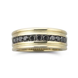 Mens 1 CT. T.W. Black Diamond Ring 14K Gold Over Sterling, Yellow