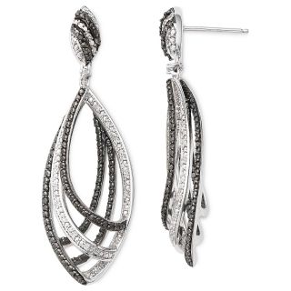 1/10 CT. T.W. White & Color Enhanced Black Diamond Multi Loop Earrings, Womens
