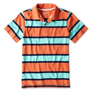 ARIZONA Multi Stripe Polo Shirt   Boys 6 18, Orange/Green, Boys