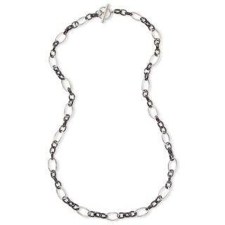 LIZ CLAIBORNE Silver Tone & Hematite Long Link Necklace