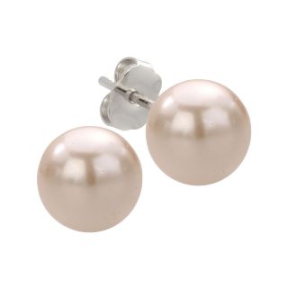Bridge Jewelry Pink Glass 6mm Ball Earrings Sterling Silver