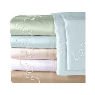 American Heritage 300tc Egyptian Cotton Sateen Embroidered Scroll Sheet Set,