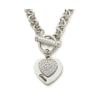 Heart Pendant, Cubic Zirconia Sterling Silver, White, Womens