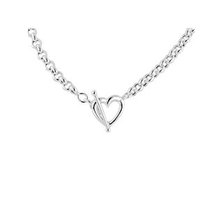 Heart Toggle Rolo Necklace Sterling Silver, Womens