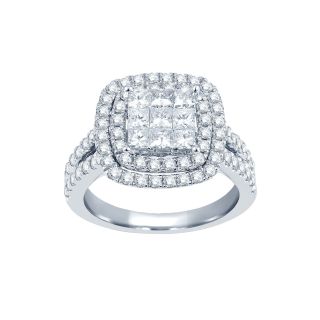 2 CT. T.W. Princess Diamond Split Shank Engagement Ring, White/Gold, Womens