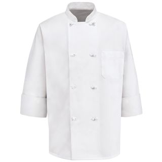 Chef Designs 8 Knot Button Chef Coat Big and Tall, White