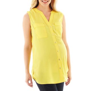 Maternity Sleeveless Button Front Shirt, Yellow