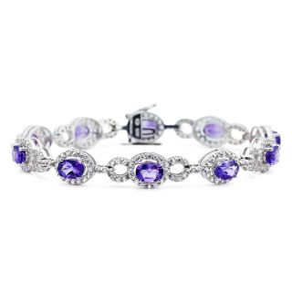 Sterling Silver Amethyst & White Sapphire Tennis Bracelet, Womens