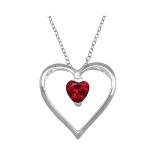 Ruby Heart Pendant Sterling Silver, White