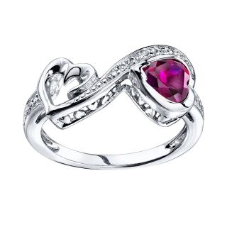 Love Grows Lab Created Ruby & White Topaz Heart Ring, Womens