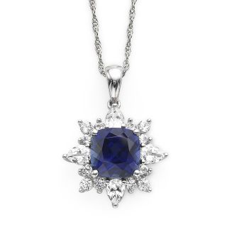 Sterling Silver Blue & White Sapphire Pendant, Womens