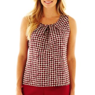 Nine & Co 9 & Co. Pleat Neck Charmeuse Top, Crimson Multi