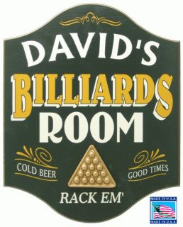 Billiards Room Personalized Pool Sign
