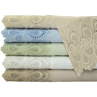 Grace Home Fashions 600tc Lace Easy Care Sheet Set, Linen