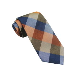 Stafford Multicolor Buffalo Plaid Tie, Orange, Mens