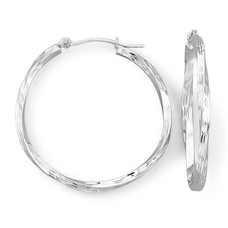 Twist Hoop Earrings 14K White Gold, Womens