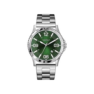 Caravelle New York Mens Green Round Dial with Silver Tone Bracelet Watch