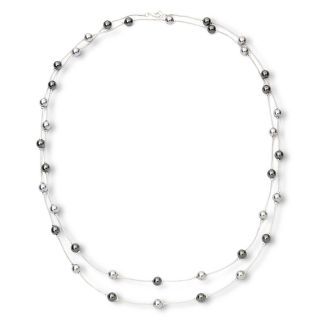 Vieste Silver Tone Pearlized Glass Bead Gray Illusion Necklace, Grey
