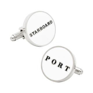 Port & Starboard Cuff Links, White/Silver, Mens