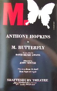 M. Butterfly (Original London Theatre Window Card)