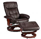 Recliner and Ottoman   Café Brown Bonded Leather, U Base