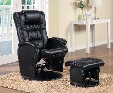 Coaster Modern Style Swivel Glider Chair with Ottoman in Black Model