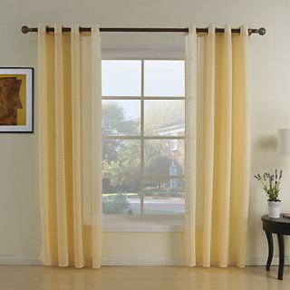 (One Pair) Polyester Yellow Geometic Sheer Curtain